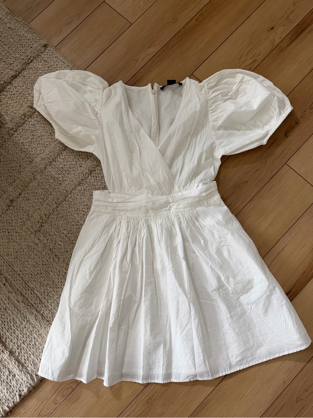 French Connection White Puff Sleeve Mini Dress